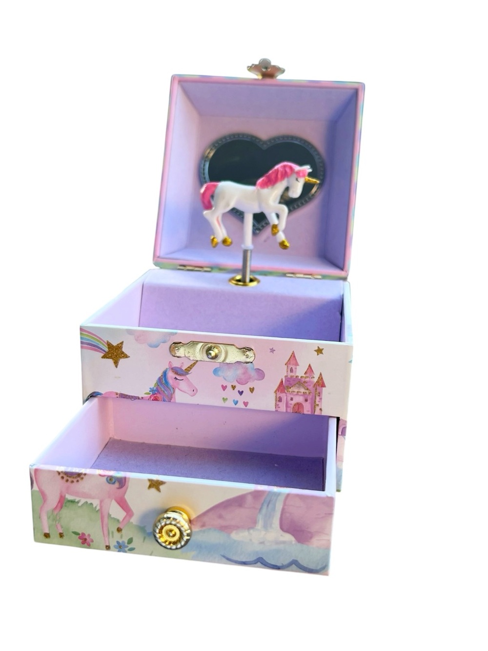 Jewelkeeper- Girls Unicorn One Drawer Jewelry Box Pink